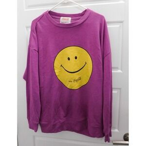 Wildfox Womens Size M Coca Cola Face Sweatshirt Oversized‎ Jumper Smile